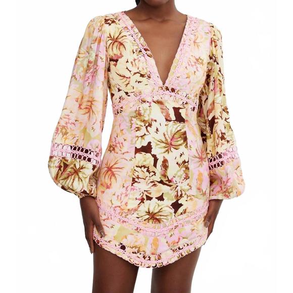 NEW SIGNIFICANT OTHER nicole mini dress in jungle mix / pink